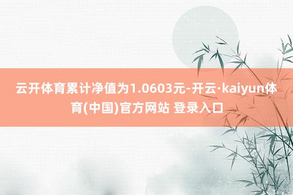 云开体育累计净值为1.0603元-开云·kaiyun体育(中国)官方网站 登录入口