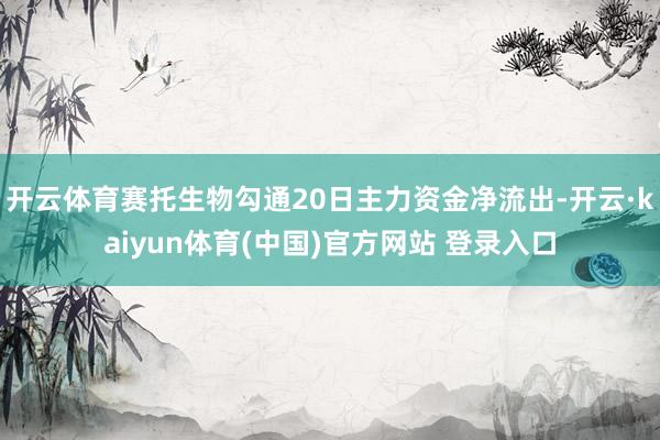 开云体育赛托生物勾通20日主力资金净流出-开云·kaiyun体育(中国)官方网站 登录入口