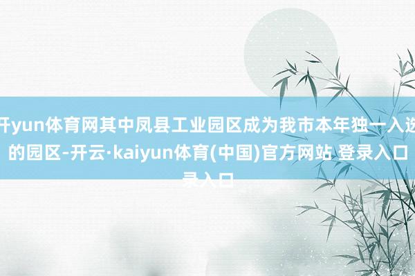 开yun体育网其中凤县工业园区成为我市本年独一入选的园区-开云·kaiyun体育(中国)官方网站 登录入口